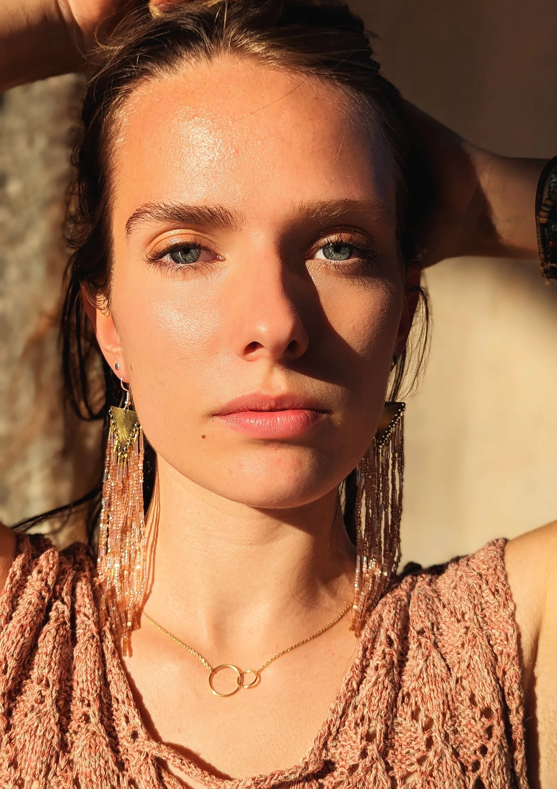 Kate Rainbow Pink Beaded Earrings