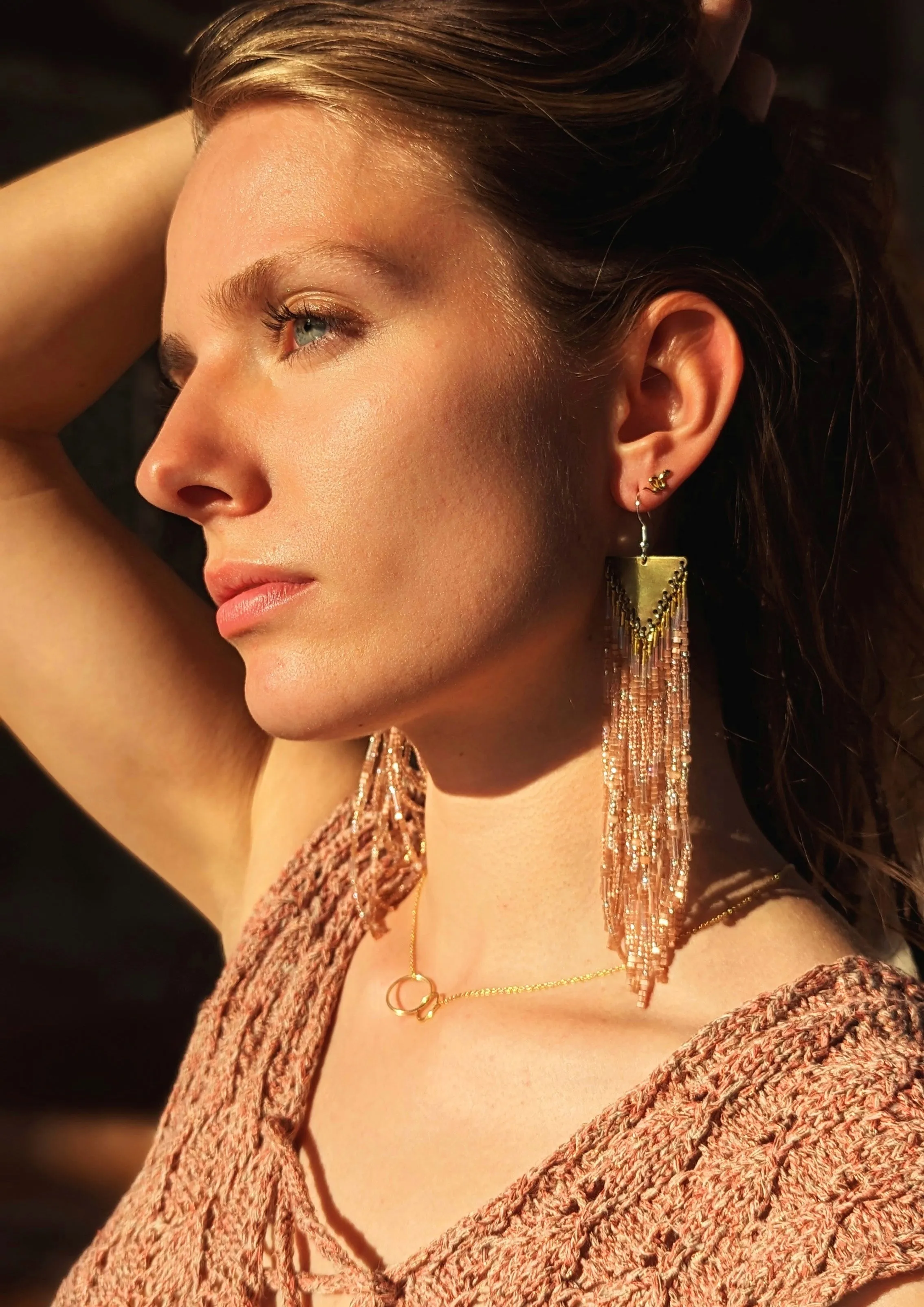 Kate Rainbow Pink Beaded Earrings