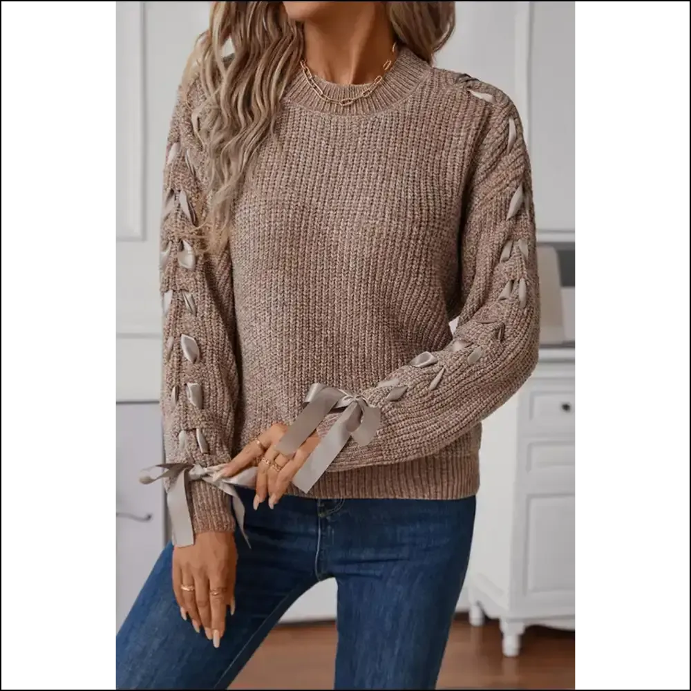 Khaki Loose Bow Sweater: Basically a Fashion God Hug, ! 😇