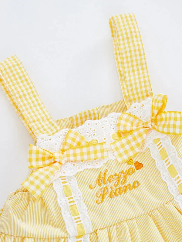 Kids Lolita Dress JSK Yellow Plaid Lolita Jumper Skirt