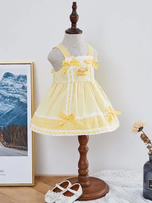 Kids Lolita Dress JSK Yellow Plaid Lolita Jumper Skirt
