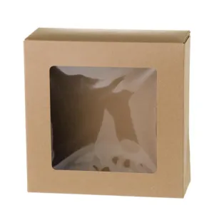 Kraft cake/Pie Box with Window - 10 x10 x2.5 inch