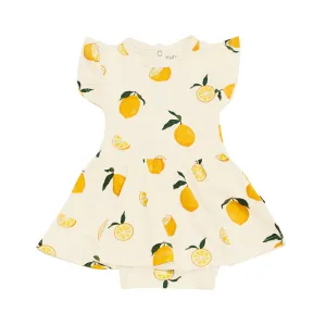 Kyte Baby Short Sleeve Bodysuit Twirl Dress - Lemon