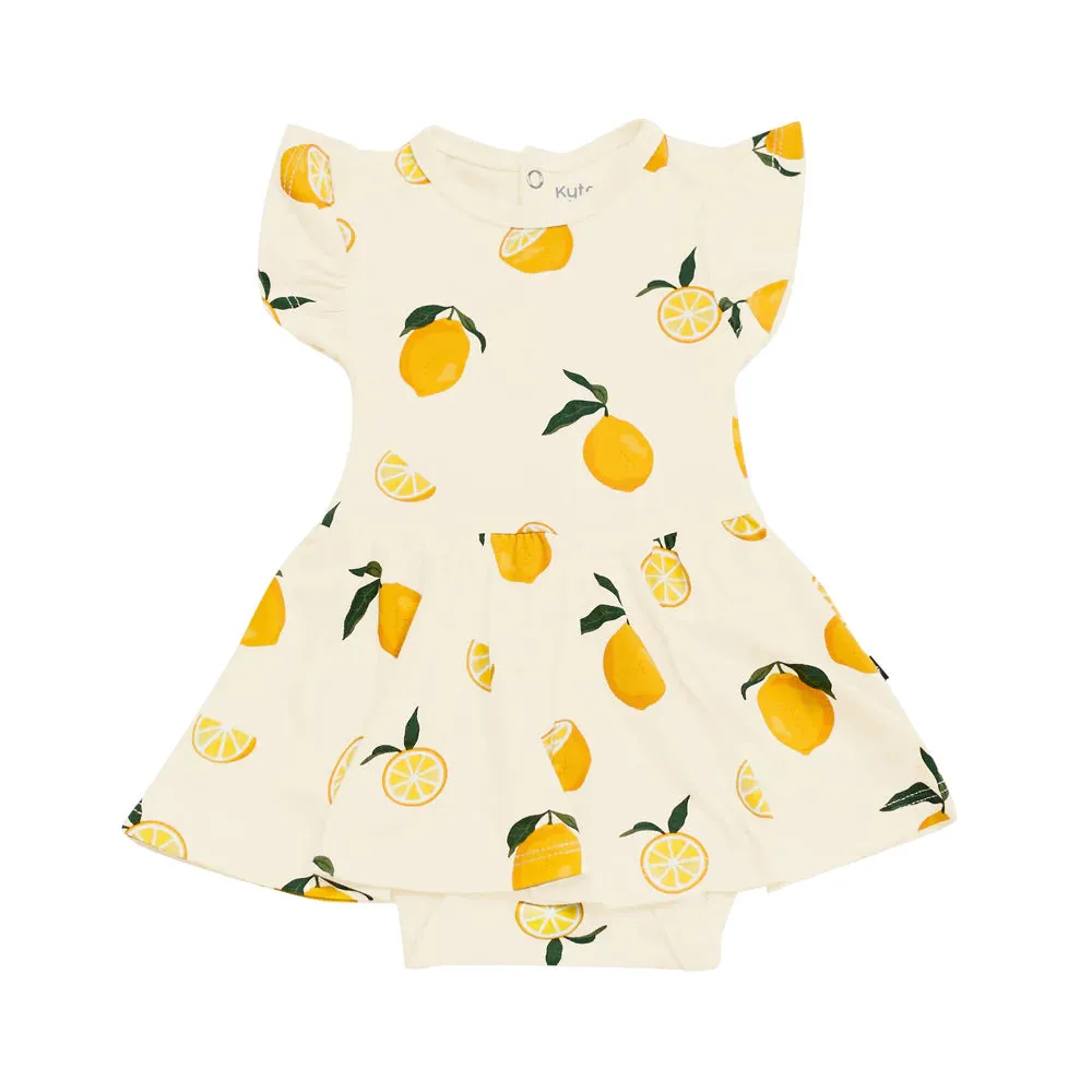 Kyte Baby Short Sleeve Bodysuit Twirl Dress - Lemon