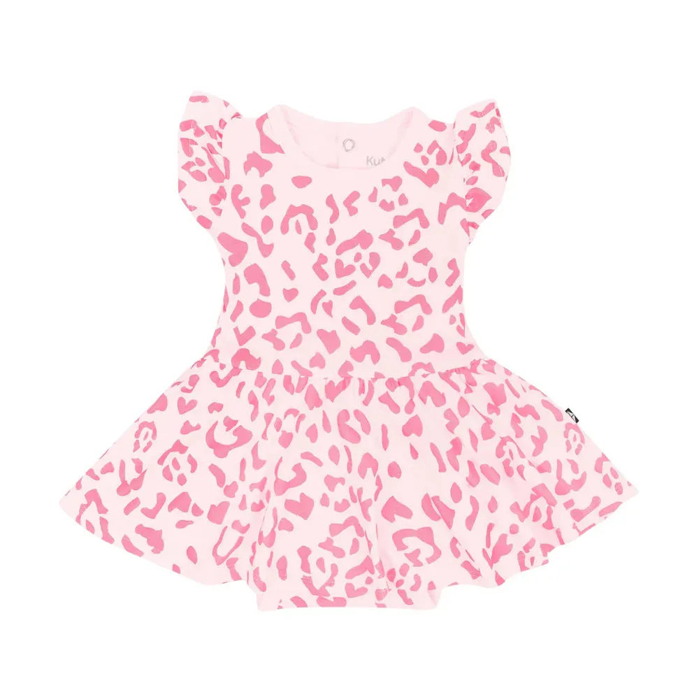 Kyte Baby Short Sleeve Bodysuit Twirl Dress - Sakura Leopard