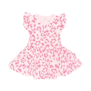 Kyte Baby Short Sleeve Bodysuit Twirl Dress - Sakura Leopard