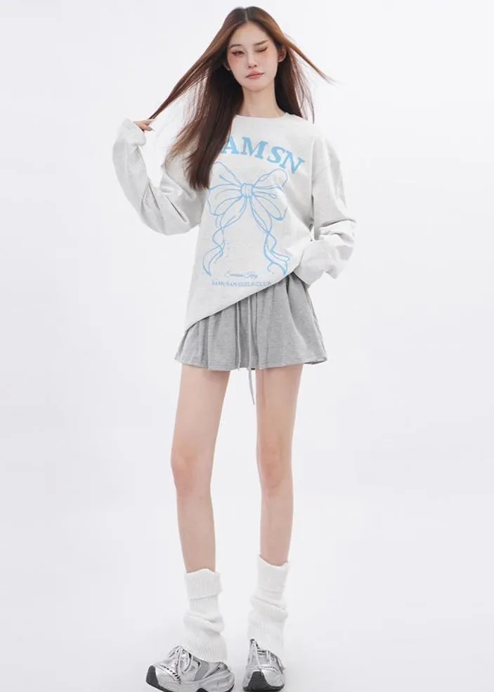 Lace patchwork drawstring Skirt and Sweater