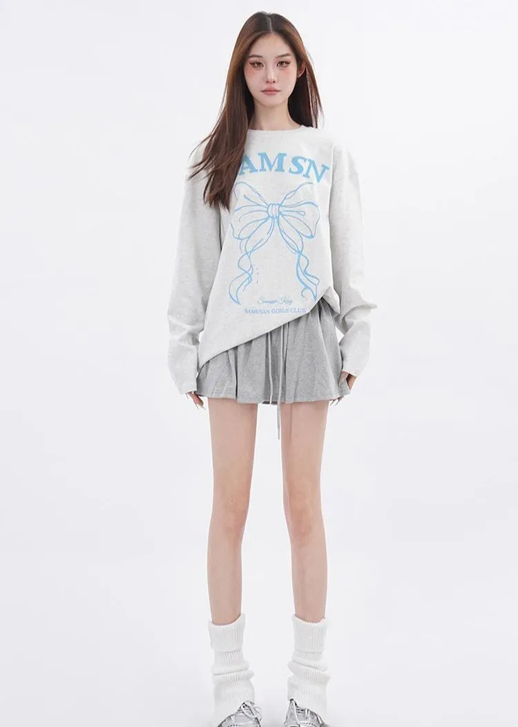 Lace patchwork drawstring Skirt and Sweater