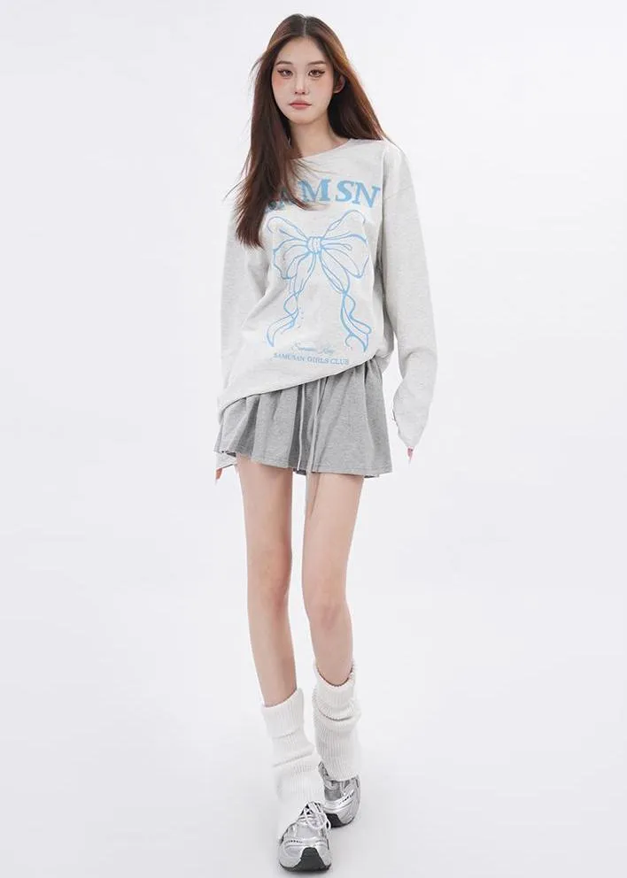 Lace patchwork drawstring Skirt and Sweater