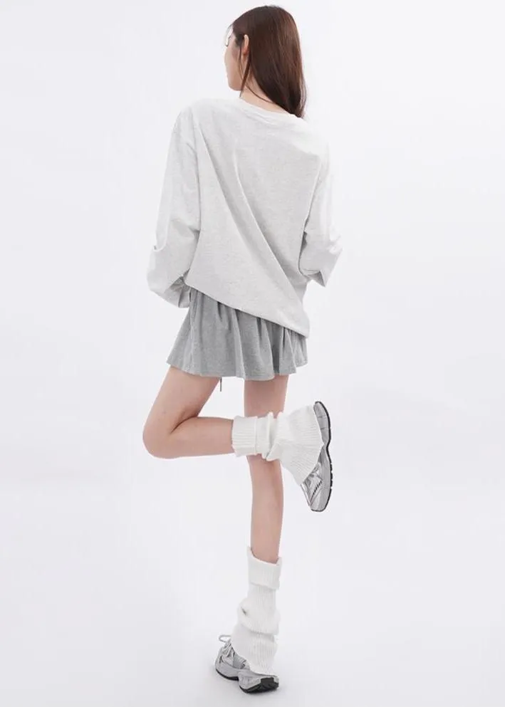 Lace patchwork drawstring Skirt and Sweater