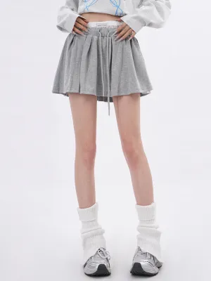Lace patchwork drawstring Skirt and Sweater
