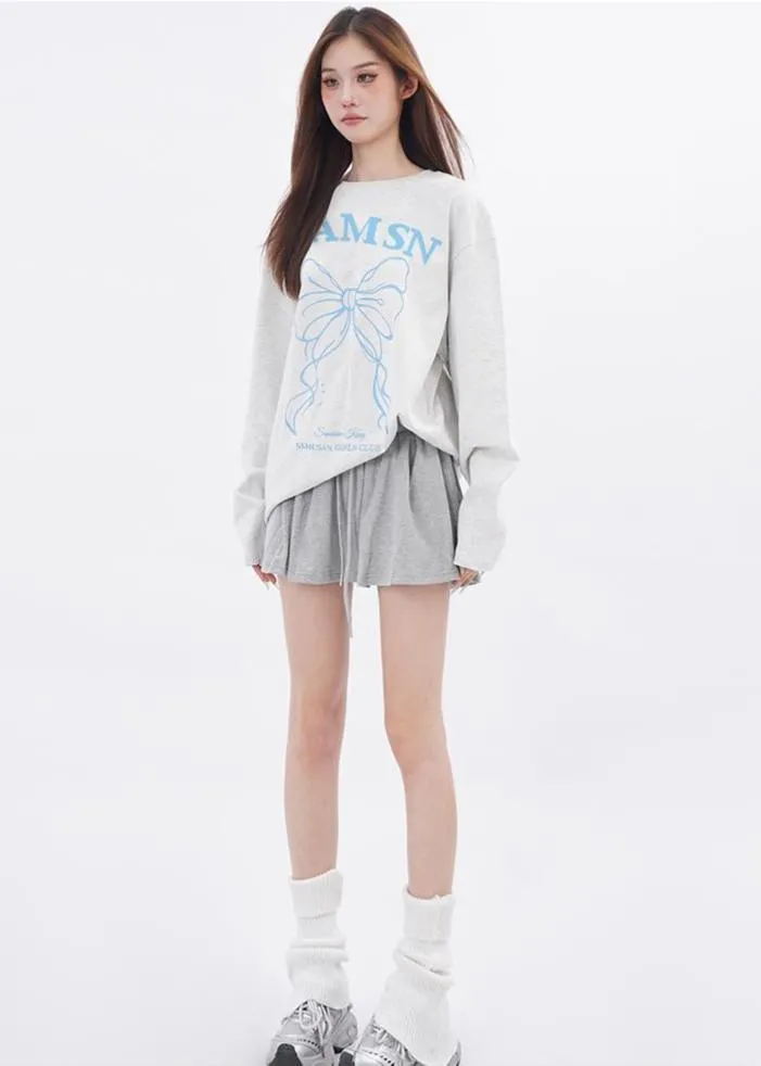 Lace patchwork drawstring Skirt and Sweater