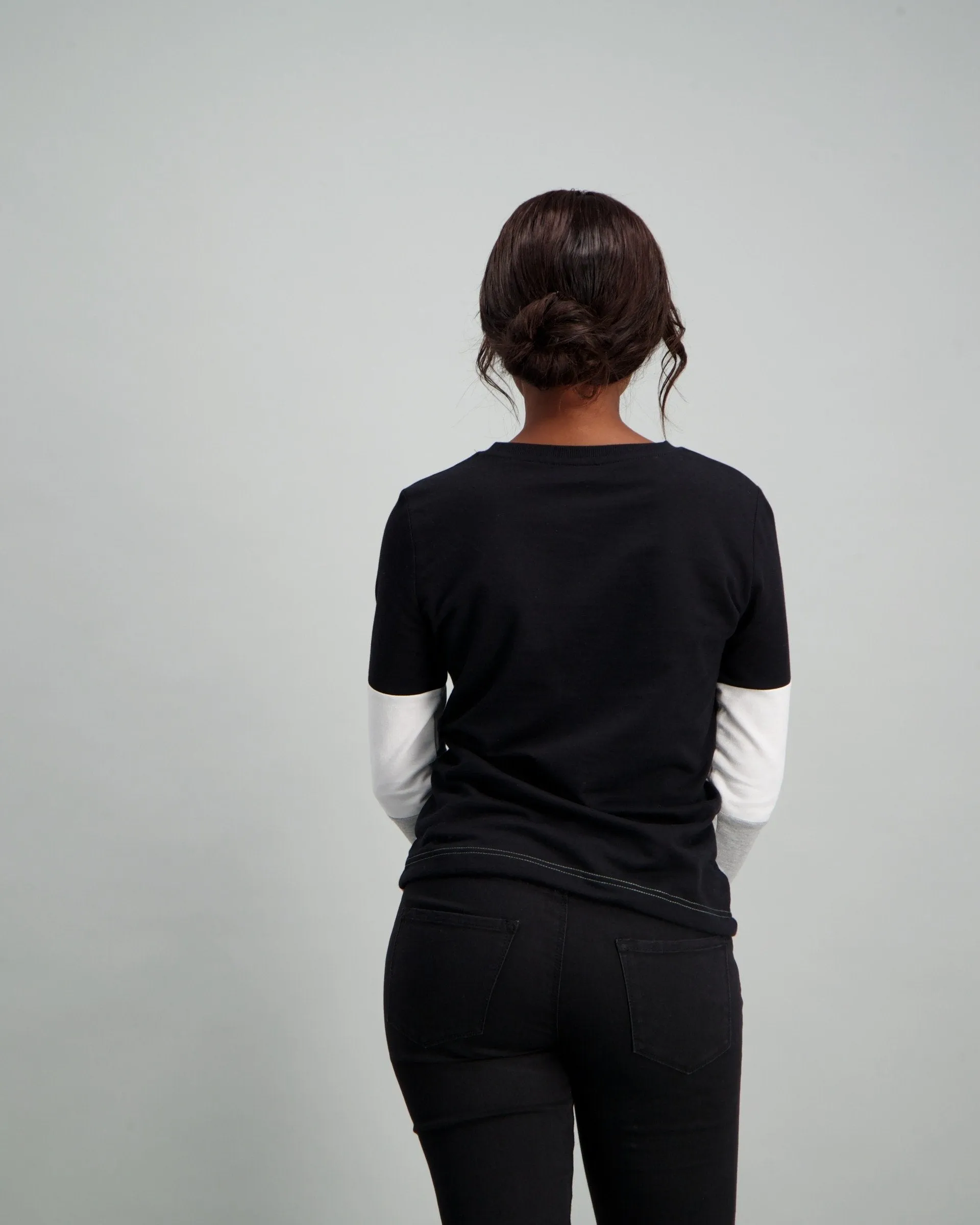 Ladies Colour Block Fleece Top - Grey Melange