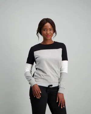 Ladies Colour Block Fleece Top - Grey Melange