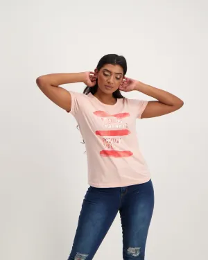 Ladies Sort Sleeve Positive Tee-Light Pink
