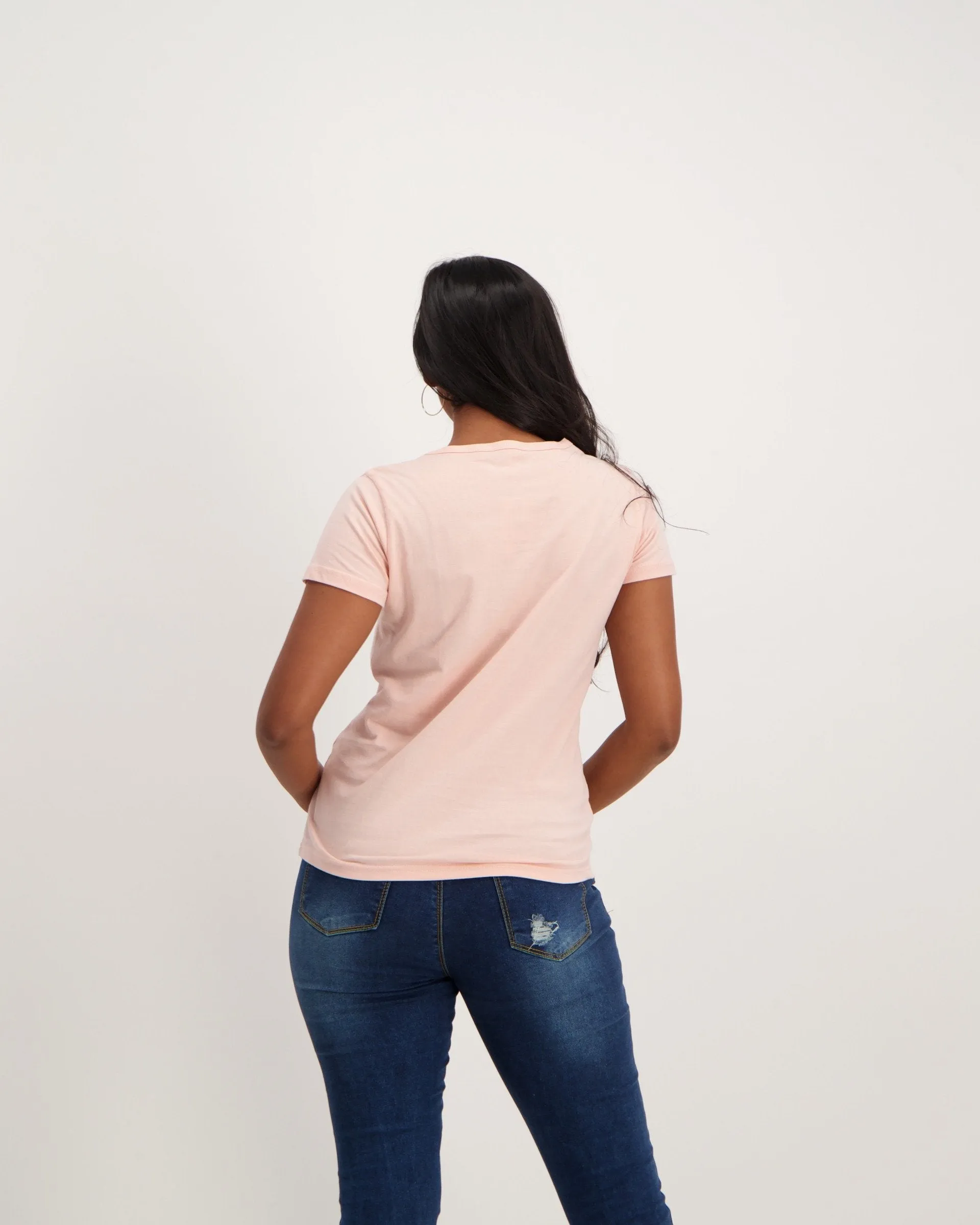 Ladies Sort Sleeve Positive Tee-Light Pink