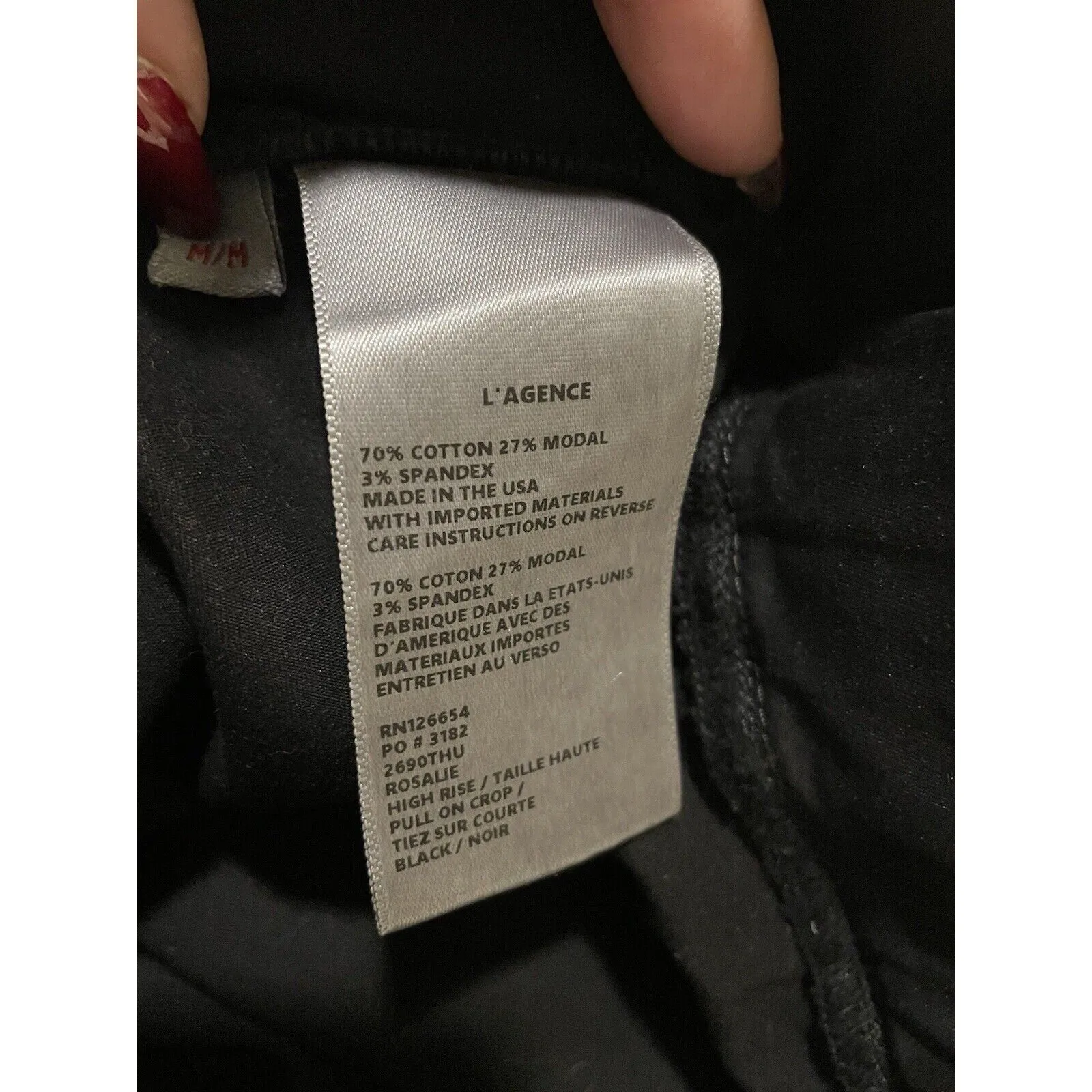 L’AGENCE Women's Rochelle High Rise Pull-On Slim Fit Jeans - Black, Size Medium