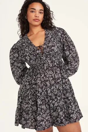 Lasse Print Dress in Black Floral