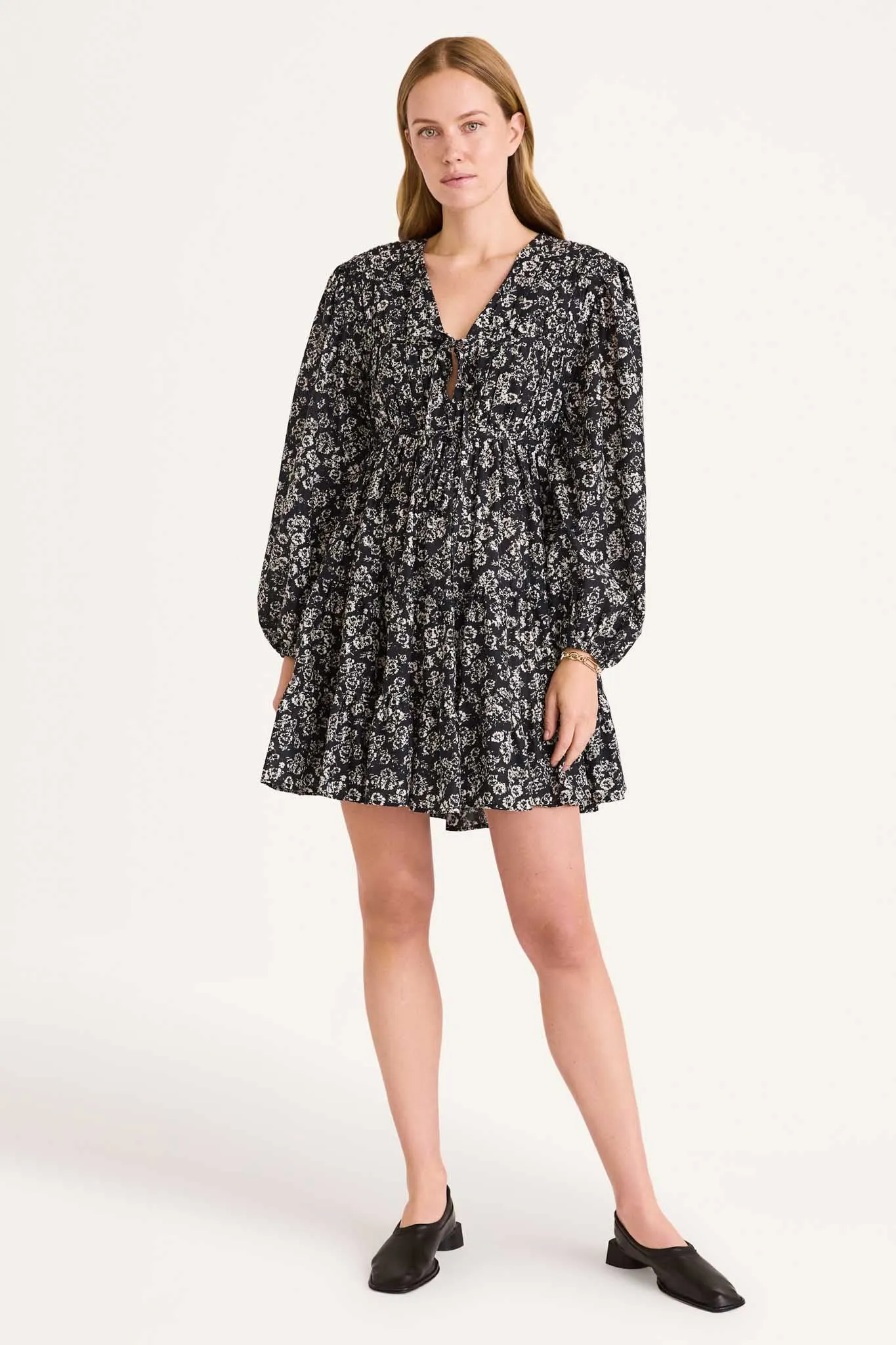 Lasse Print Dress in Black Floral