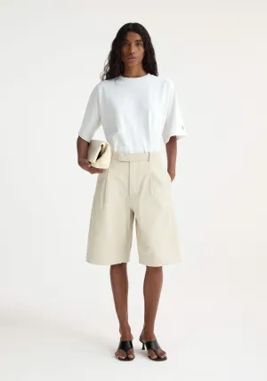 Leather loose-fit shorts | chalk