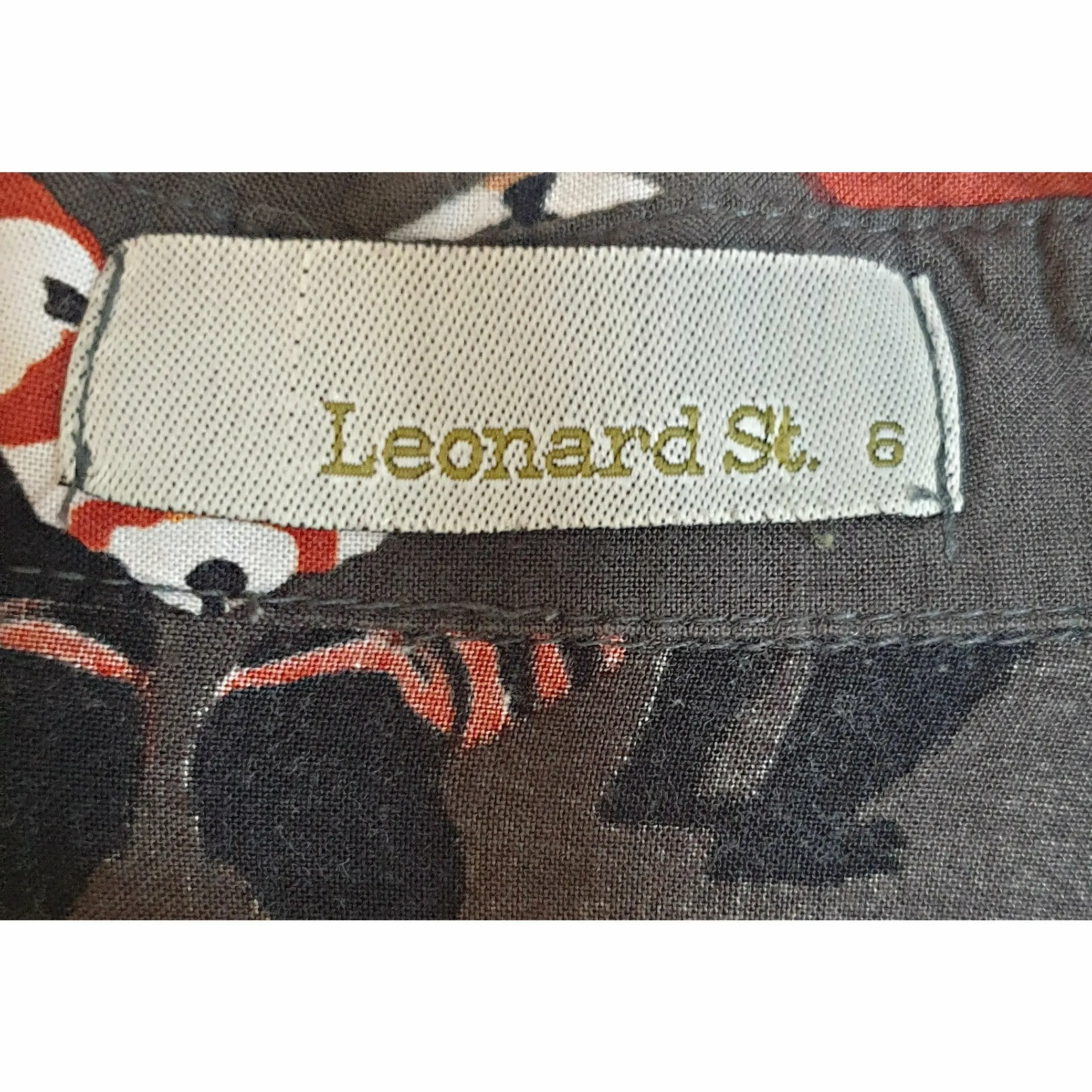 Leonard St olive green short sleeve shirt with fox print size 6