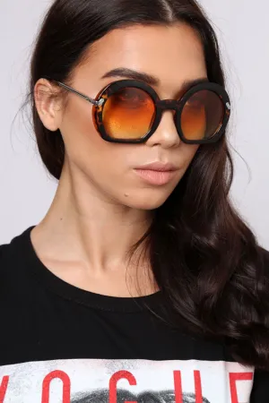 Leopard Oval Oversized Thick Frame Sunglasses - Leya