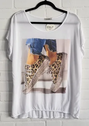 Leopard Print Sneaker Graphic Tee
