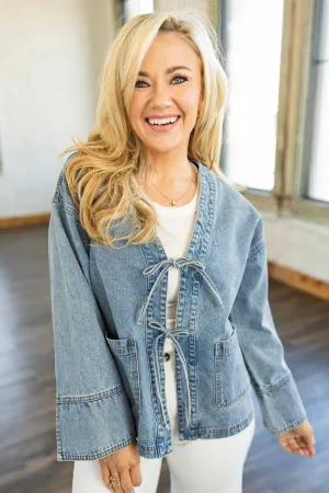 LILLY DENIM BOW TIE JACKET