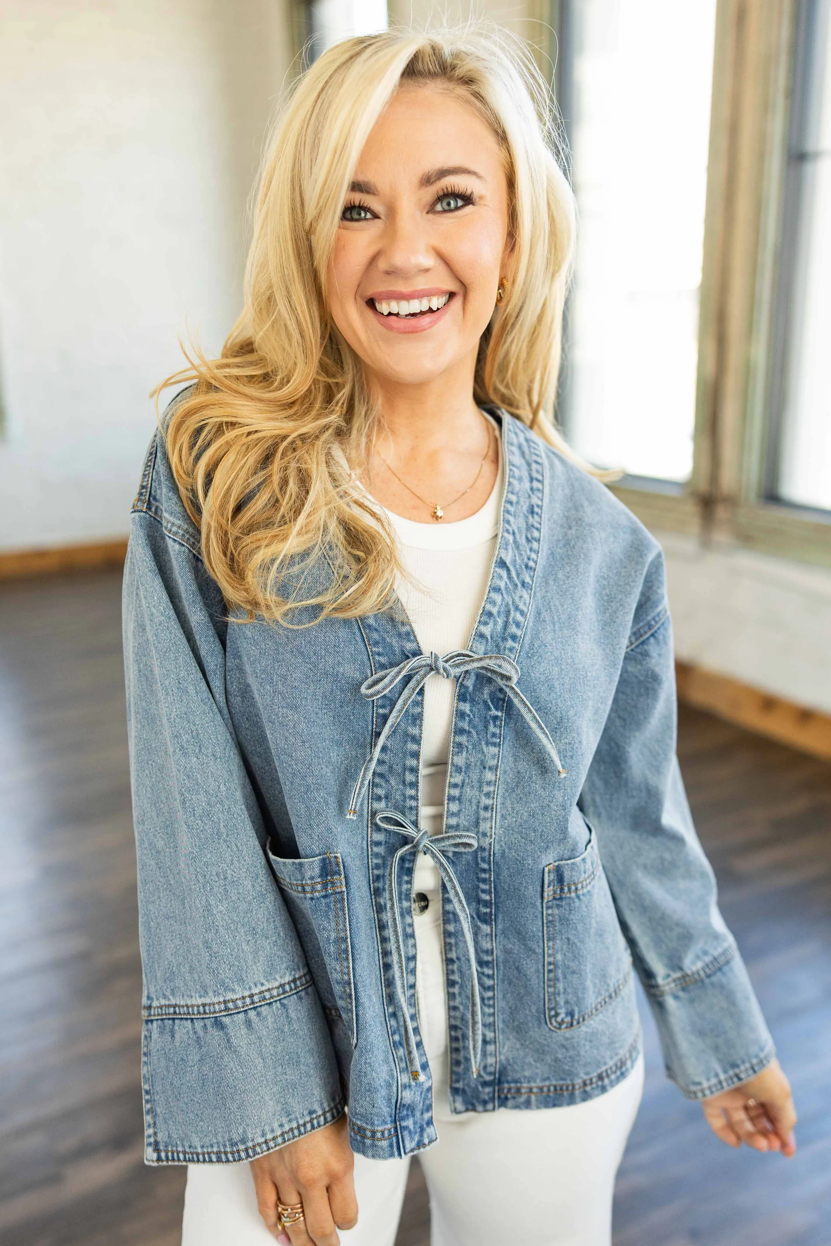 LILLY DENIM BOW TIE JACKET