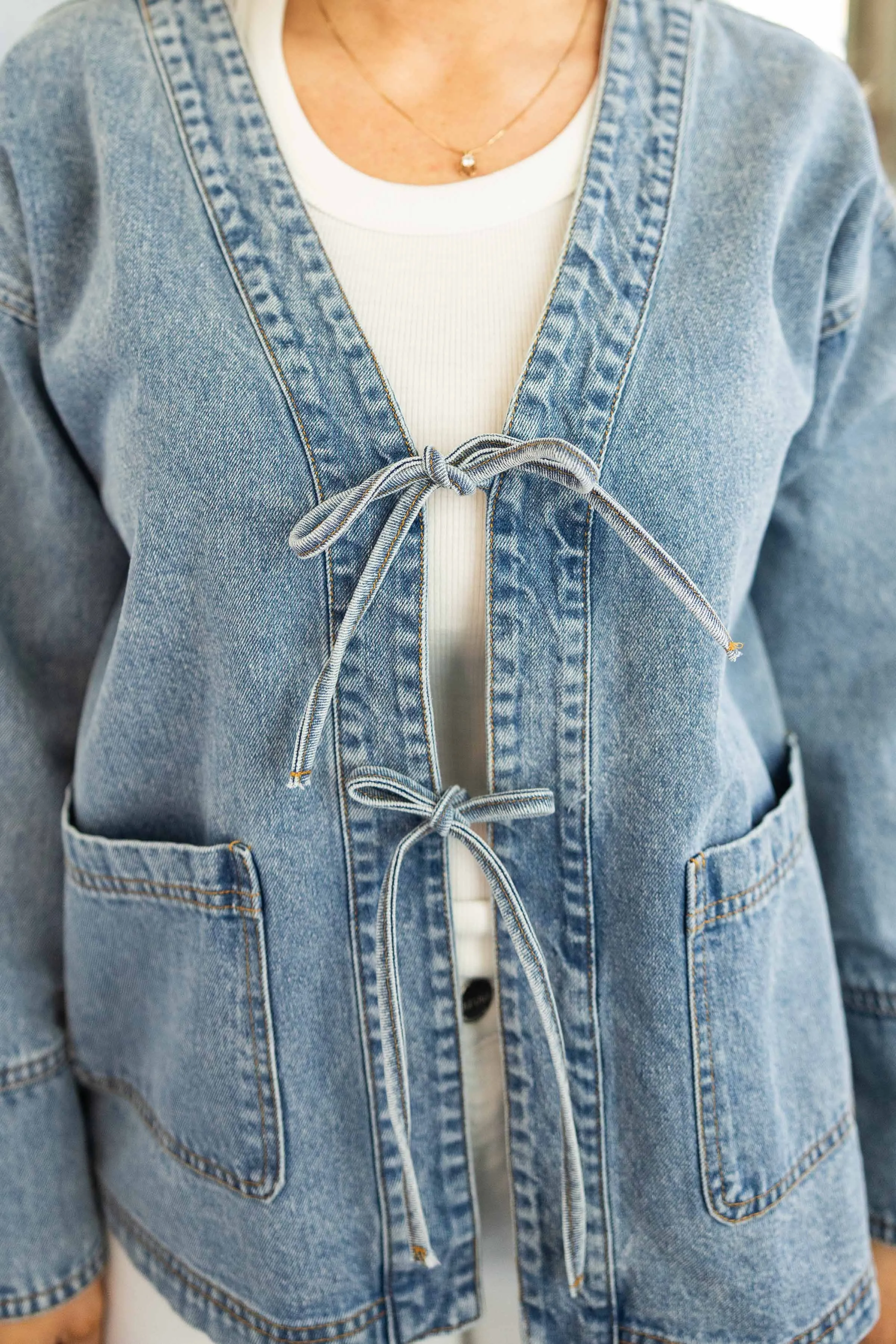 LILLY DENIM BOW TIE JACKET