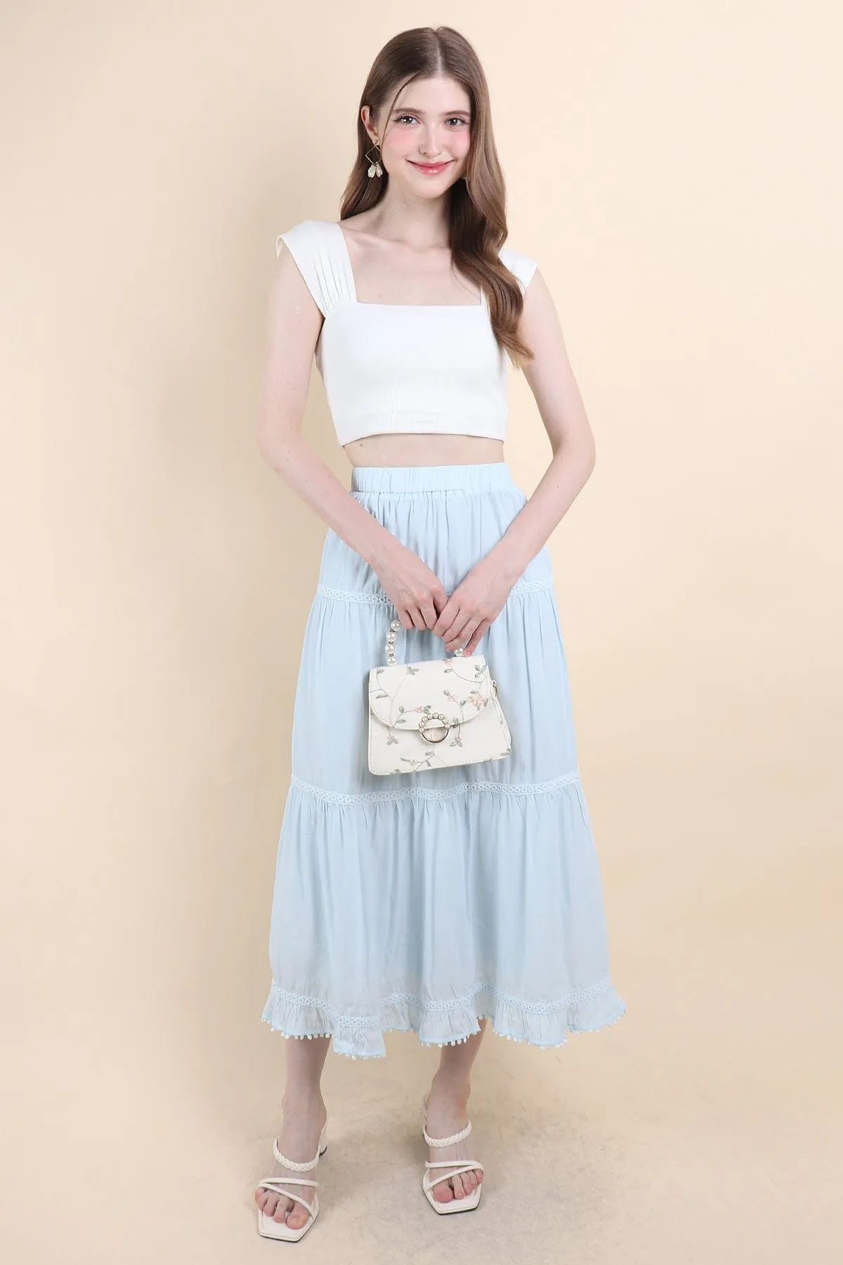 LINDSAY BANDED MAXI SKIRT IN BLUE