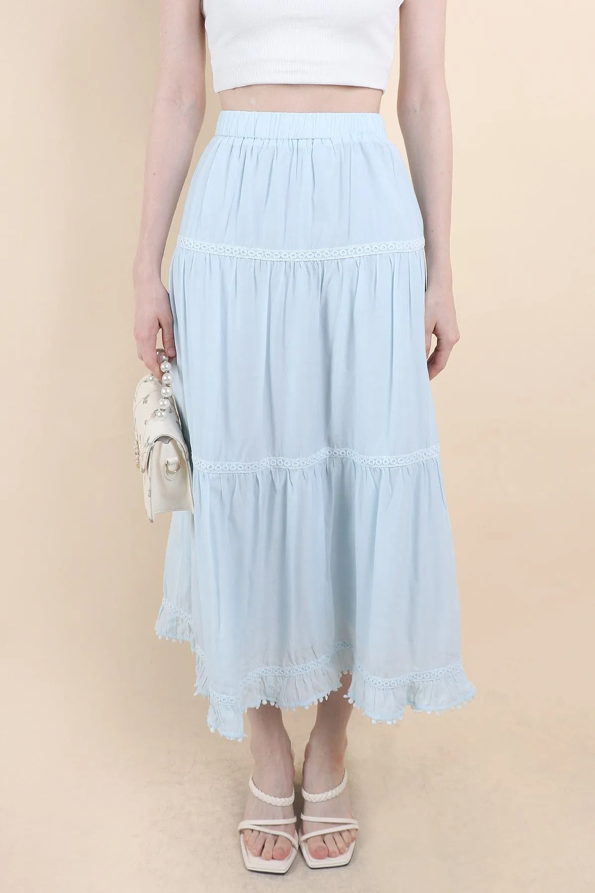 LINDSAY BANDED MAXI SKIRT IN BLUE