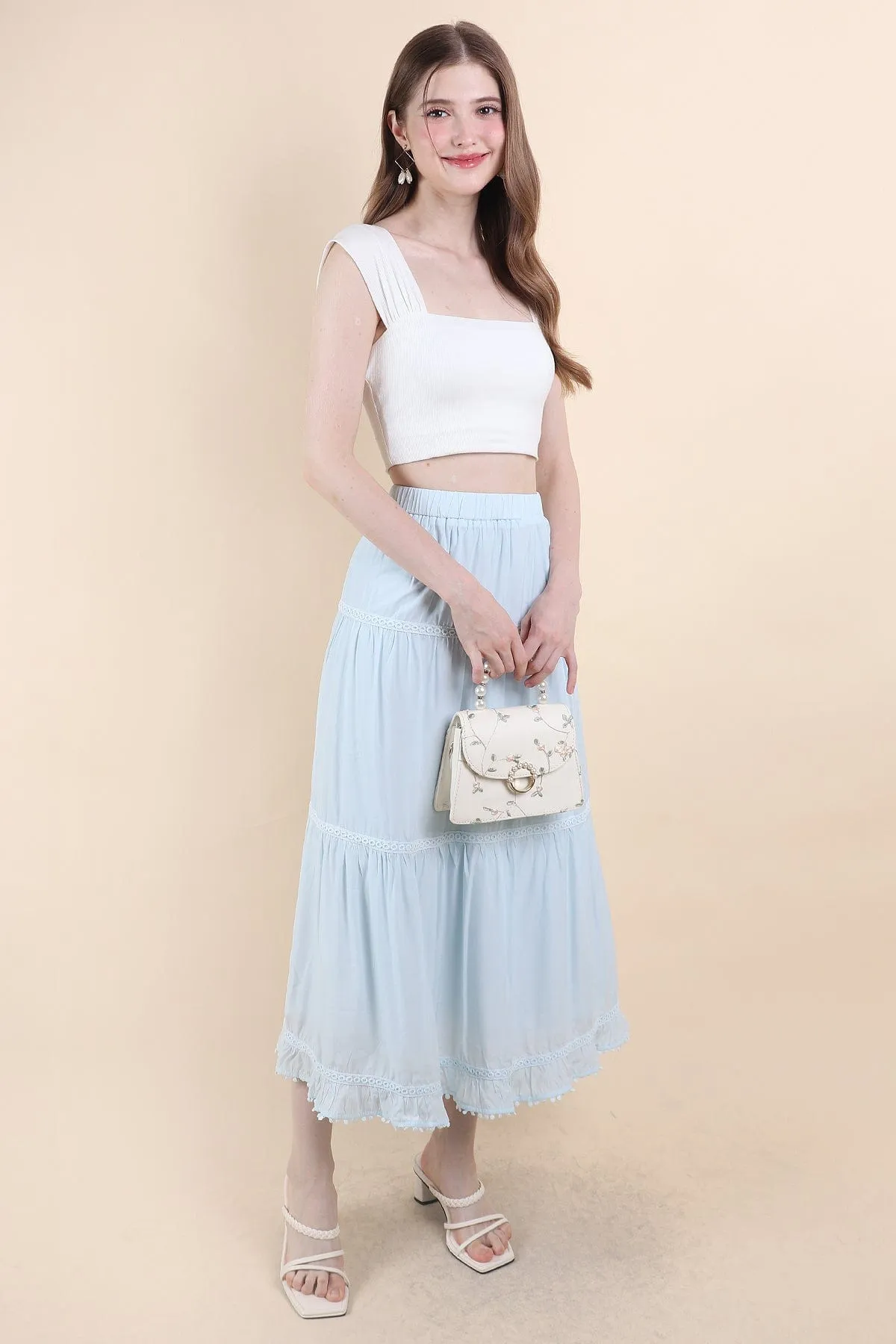 LINDSAY BANDED MAXI SKIRT IN BLUE
