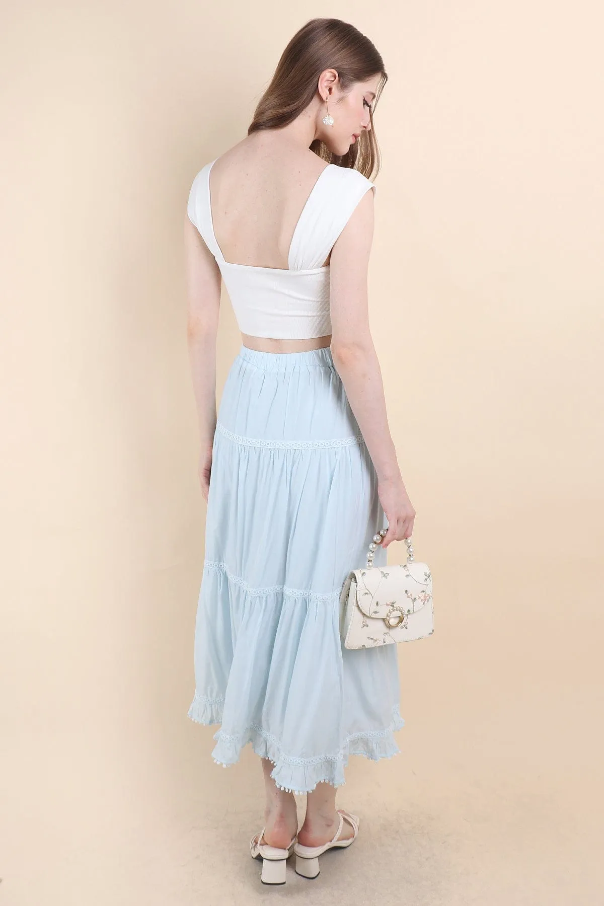 LINDSAY BANDED MAXI SKIRT IN BLUE