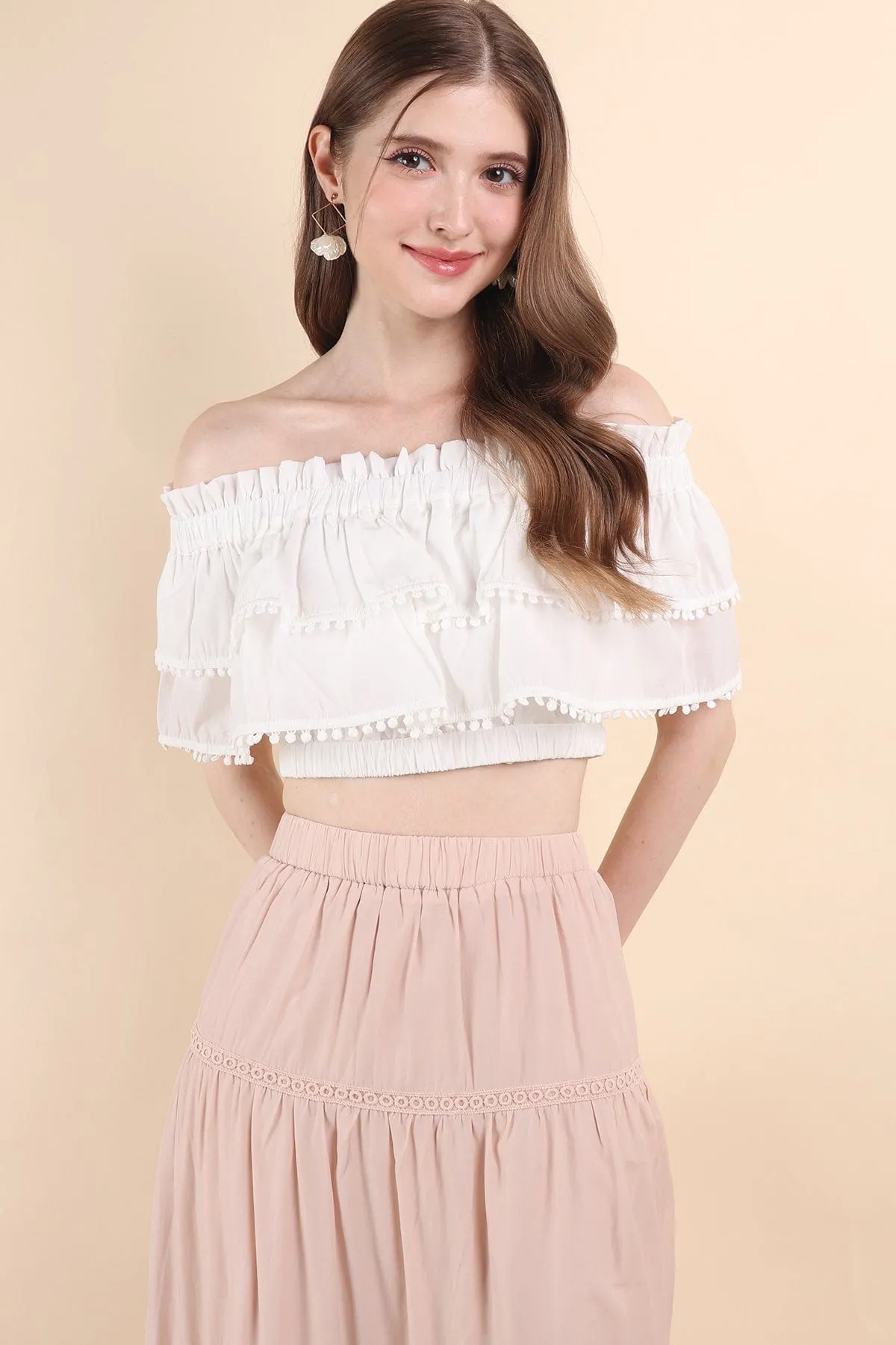 LINDSAY BANDED MAXI SKIRT IN PINK BEIGE