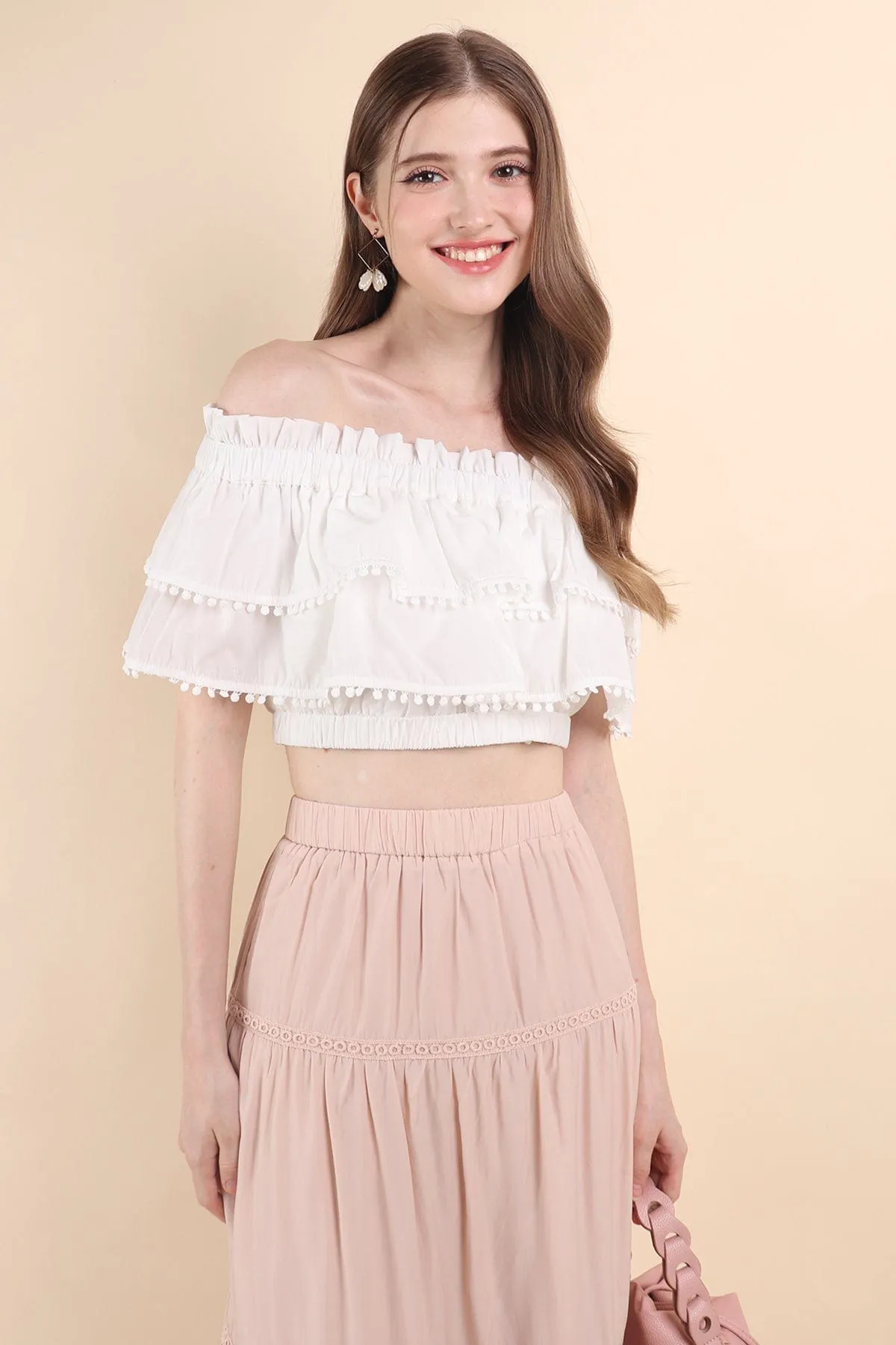 LINDSAY BANDED MAXI SKIRT IN PINK BEIGE