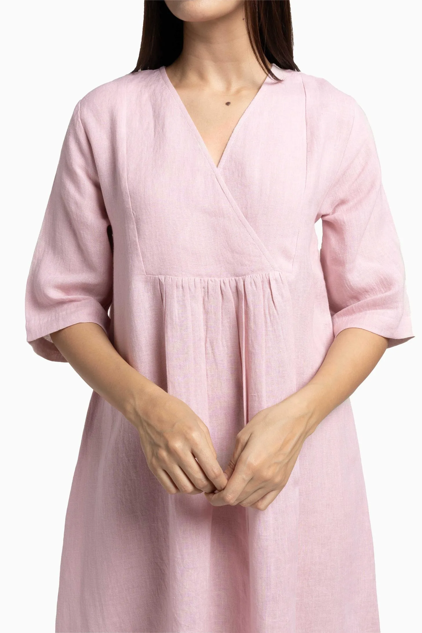 Linen Citrus Midi Dress-Pacific Blue
