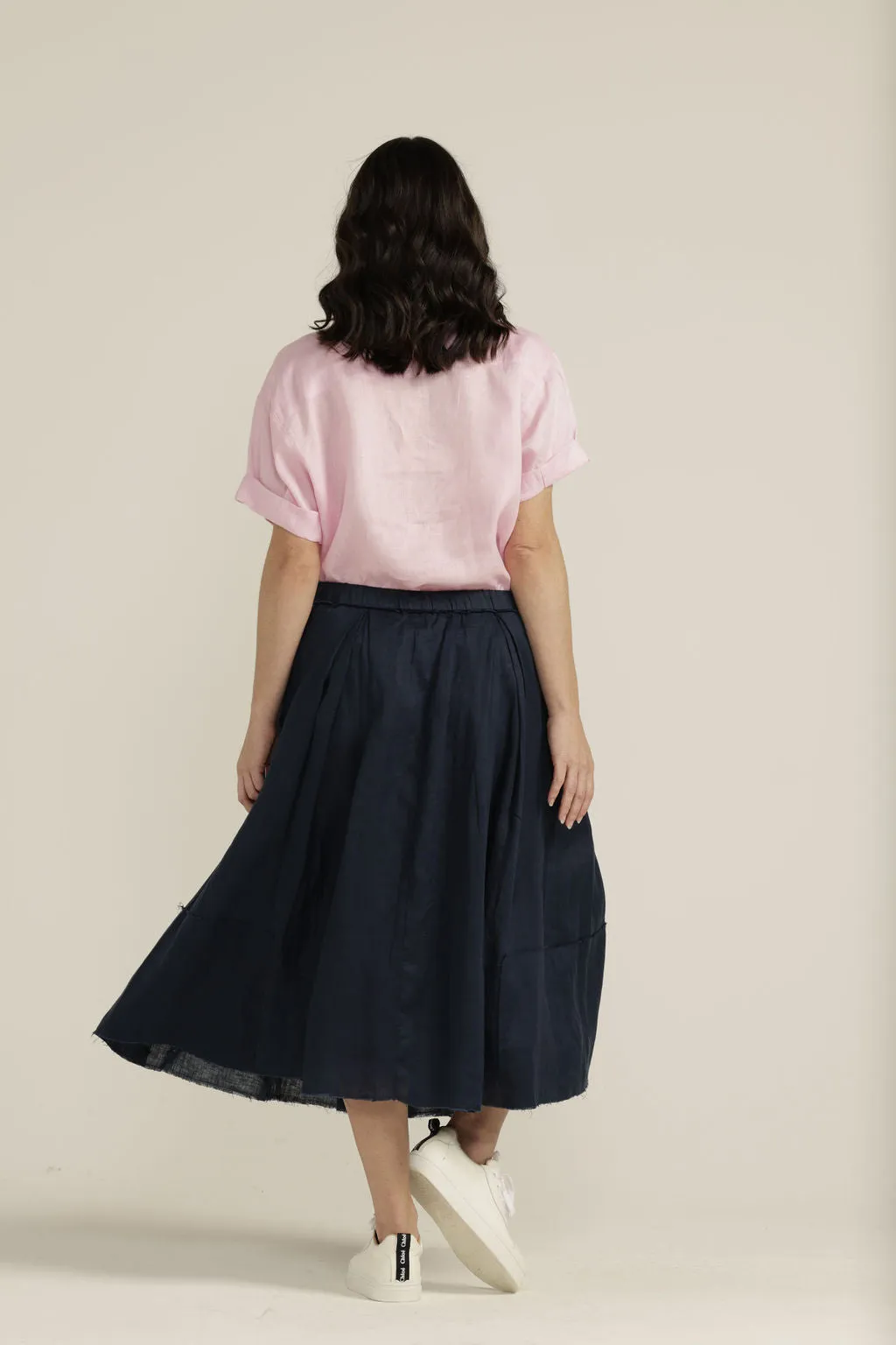 Linen Pleated Full Skirt