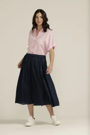 Linen Pleated Full Skirt