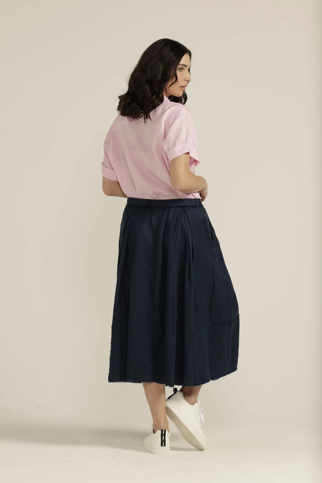 Linen Pleated Full Skirt