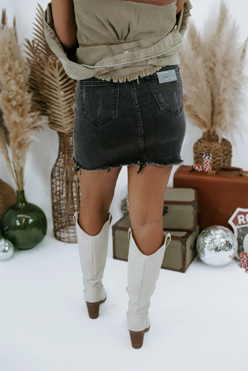 Little Things Denim Skirt, Black