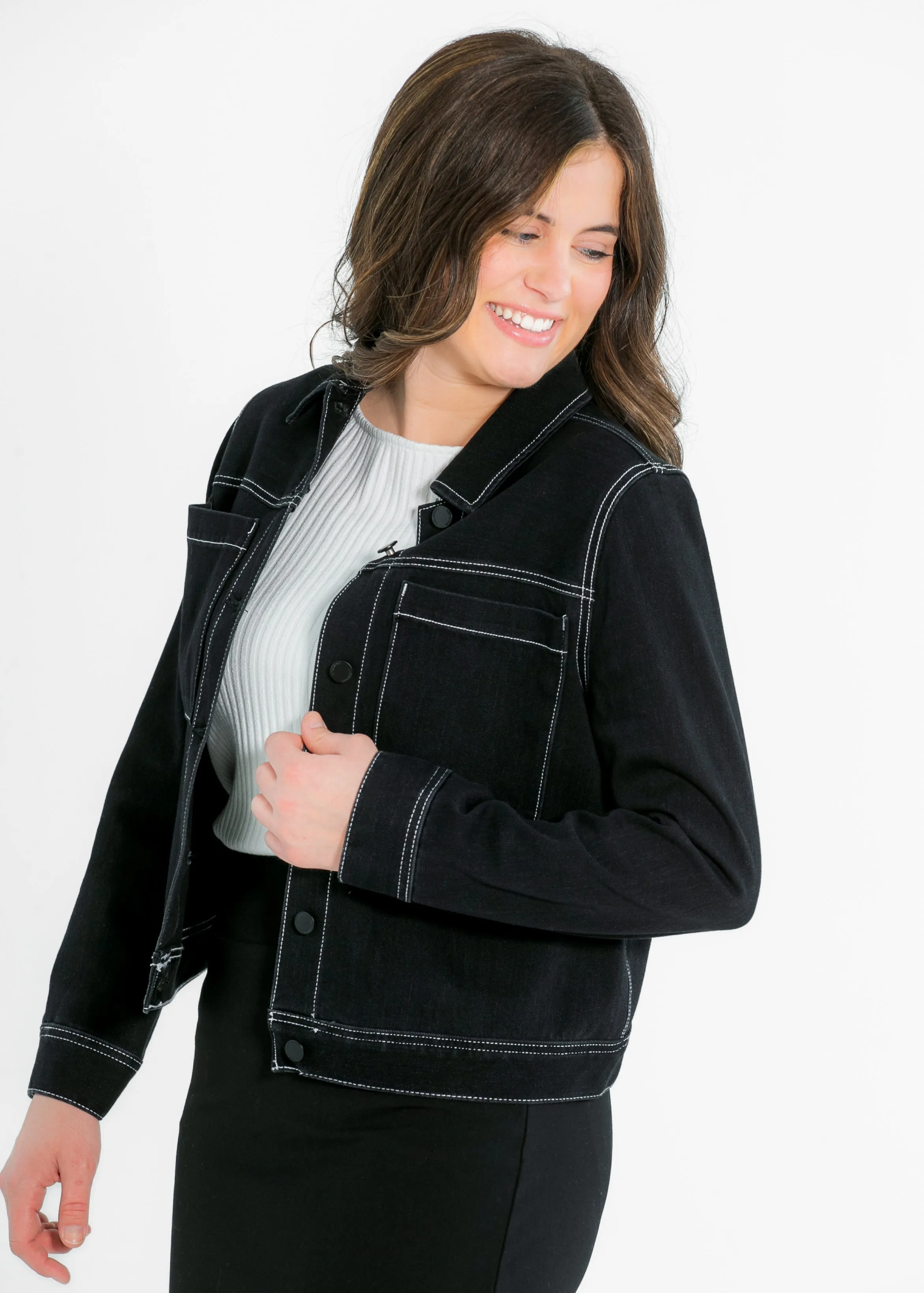 Liverpool® Utility Trucker Contrast Stitch Denim Jacket
