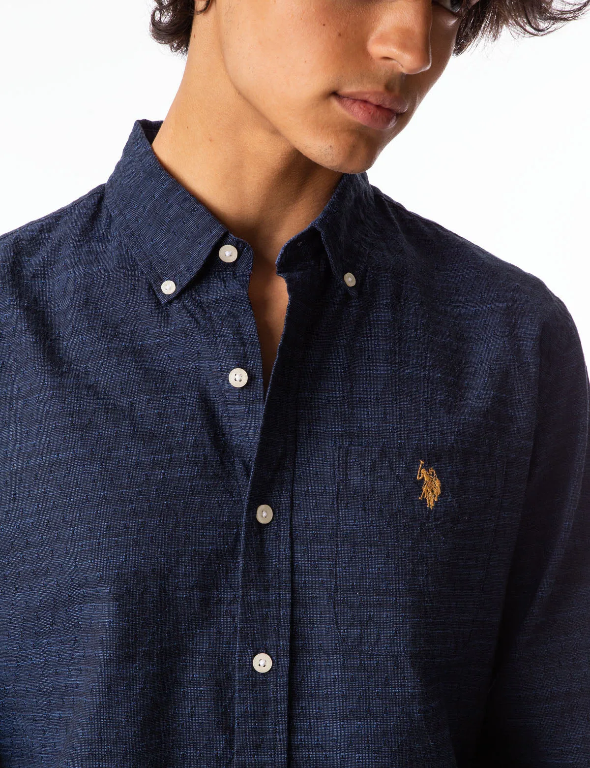LONG SLEEVE TEXTURED PATTERNED SHIRT