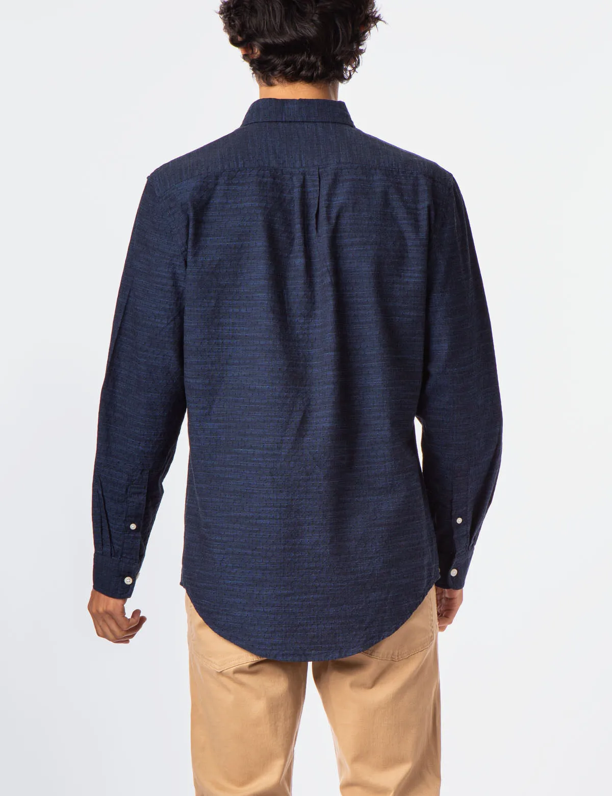 LONG SLEEVE TEXTURED PATTERNED SHIRT