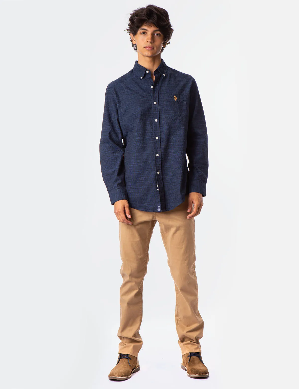 LONG SLEEVE TEXTURED PATTERNED SHIRT