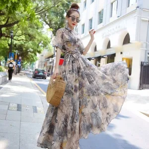 Loose Cotton & Linen 3D Print 2 pcs Skirtsuit