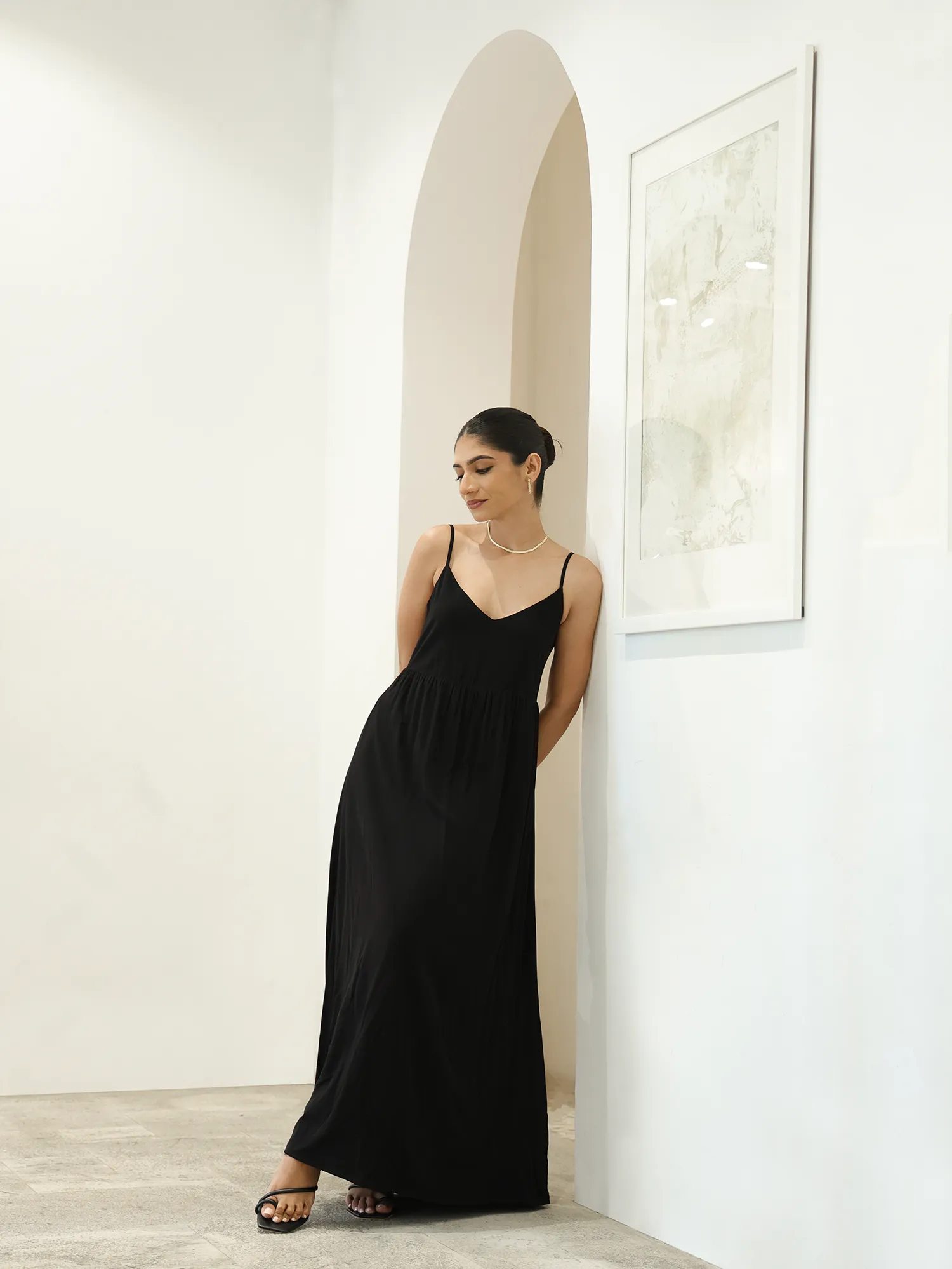 Loose Fit Gathered Maxi Dress