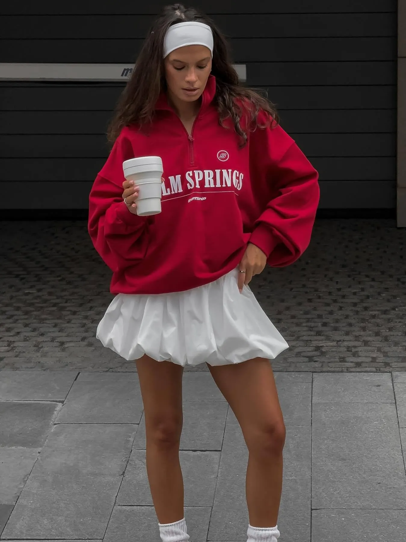 Loose Long-Sleeved High Collar Sweater in Red
