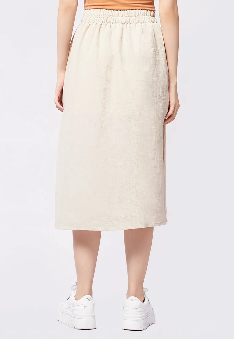 Loose Midi Skirt with Slit Details