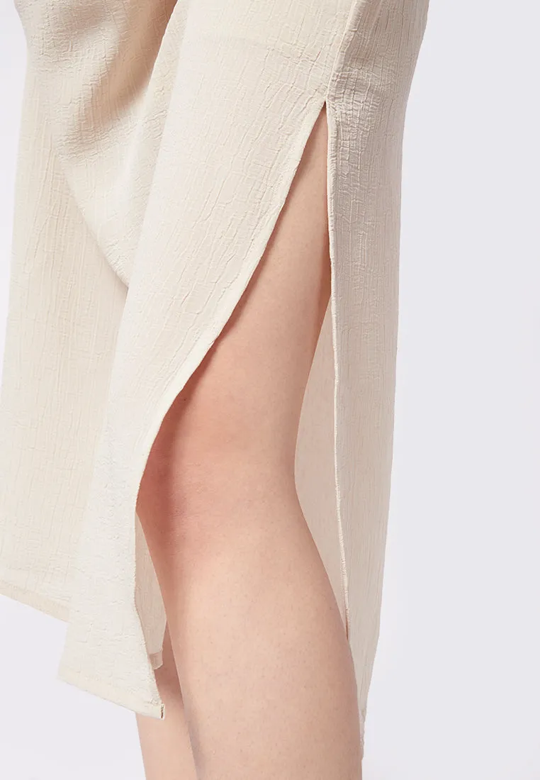 Loose Midi Skirt with Slit Details